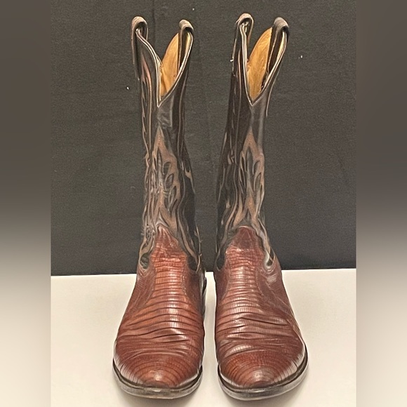 Tony Lama, Brown, Leather and Reptile Western Boots Black Label Size 9E 8563 - Picture 3 of 16